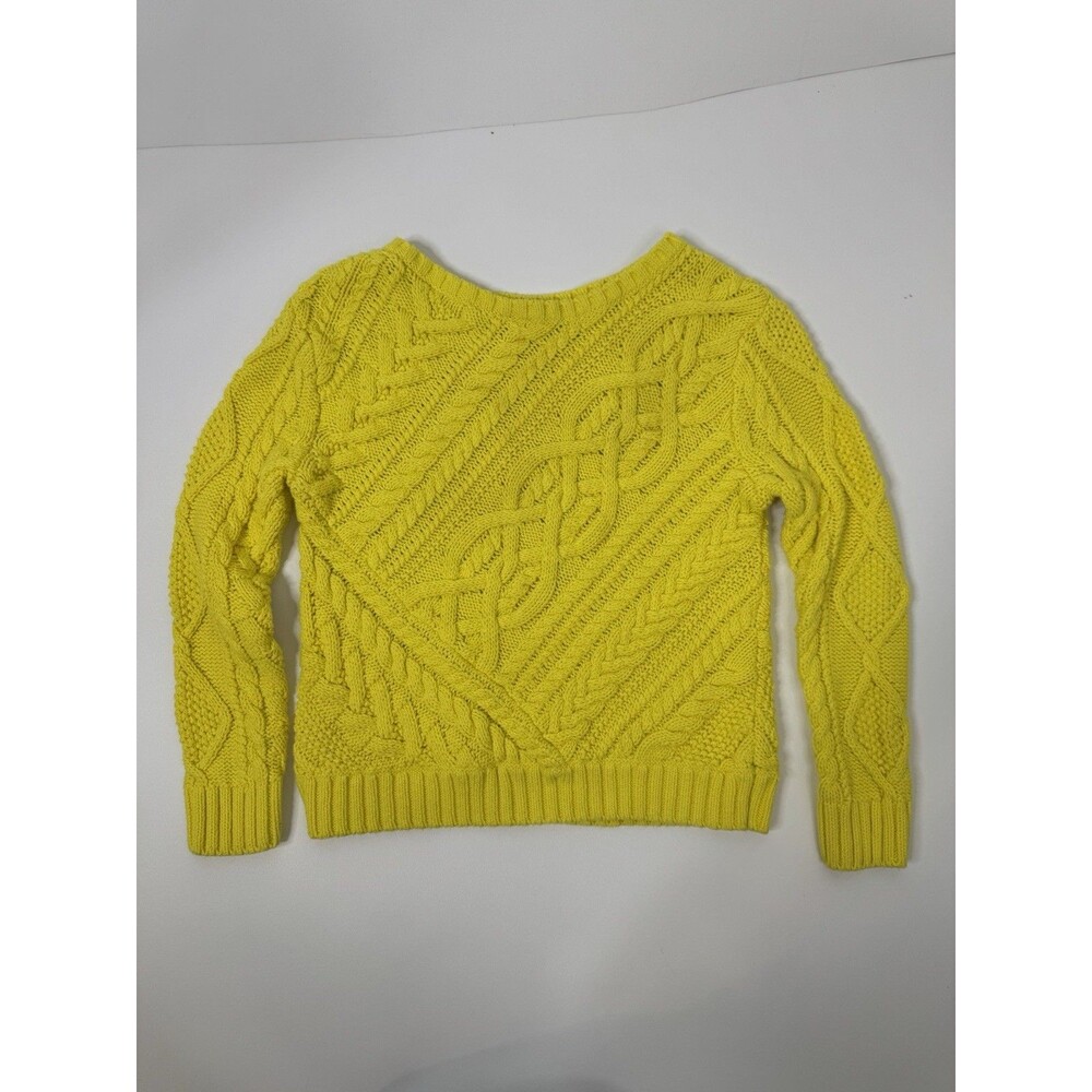 Polo Ralph Lauren Women’s Yellow Diagonal Cotton Cable knit Sweater Large Classy